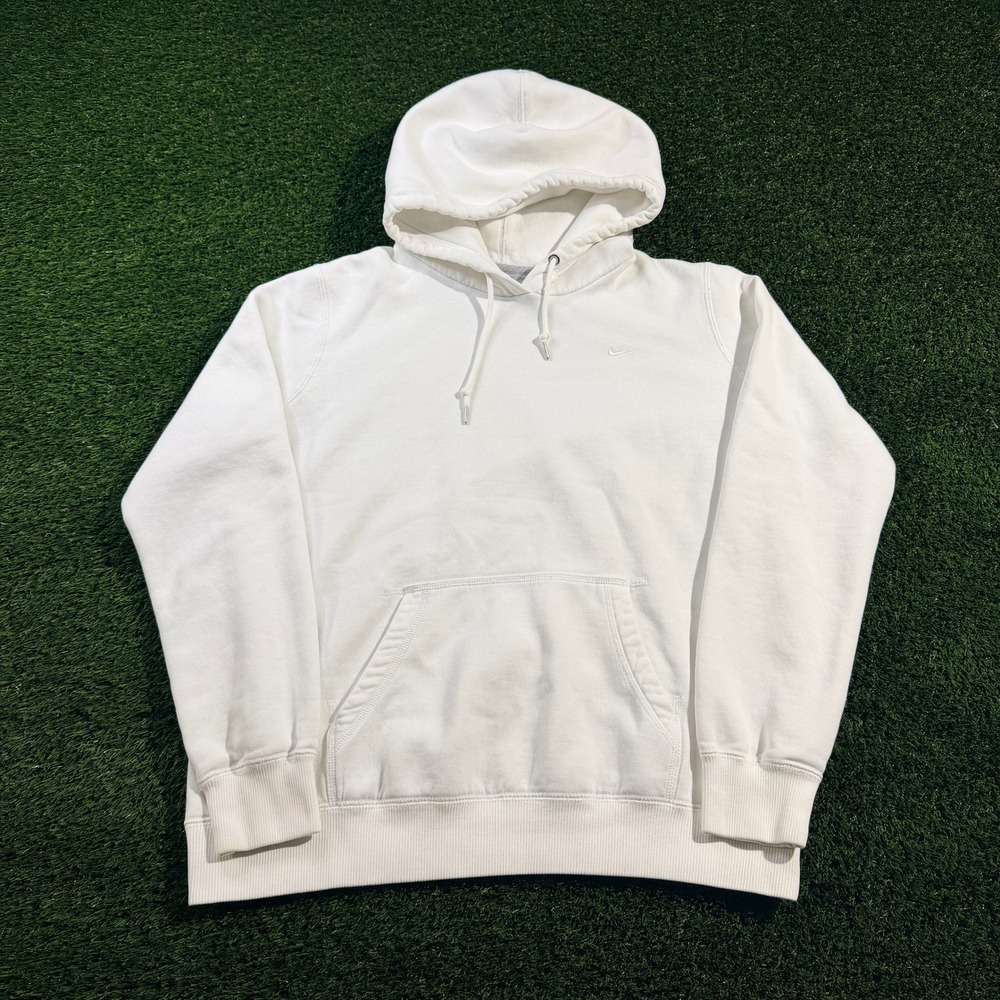 Nike Womens White Fleece Pullover Hoodie Embroidered Swoosh XL 419731-101